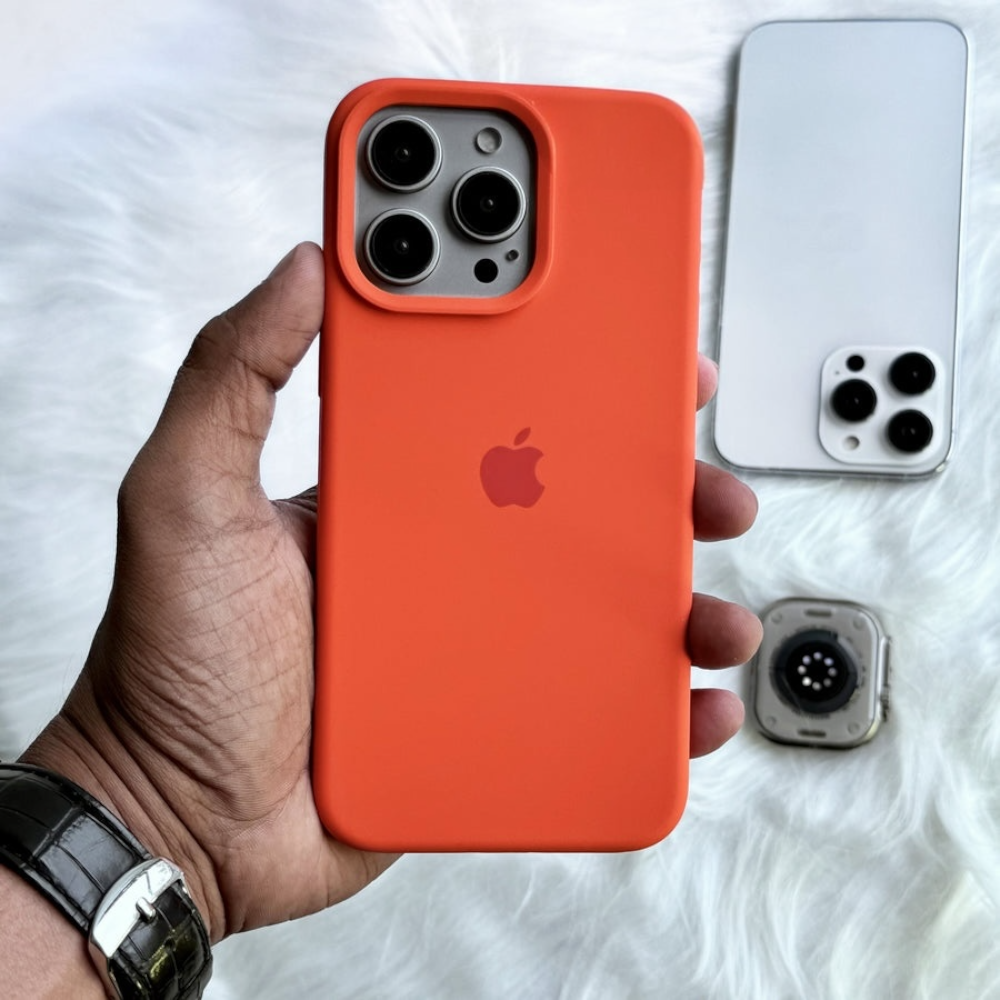 Estuche – Silicona Suave Naranja dark para iPhone 14 Pro
