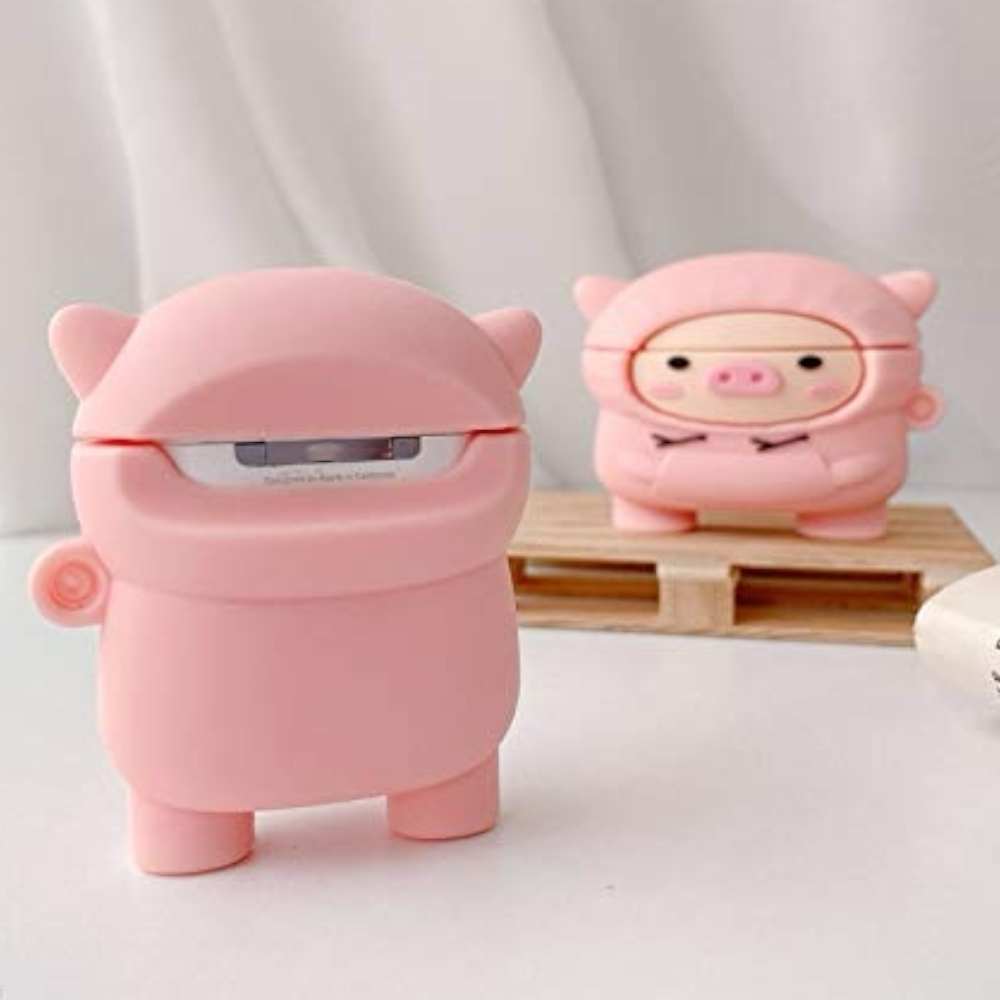 Estuche – Cerdito con Sudadera Rosada para AirPods 1 y 2