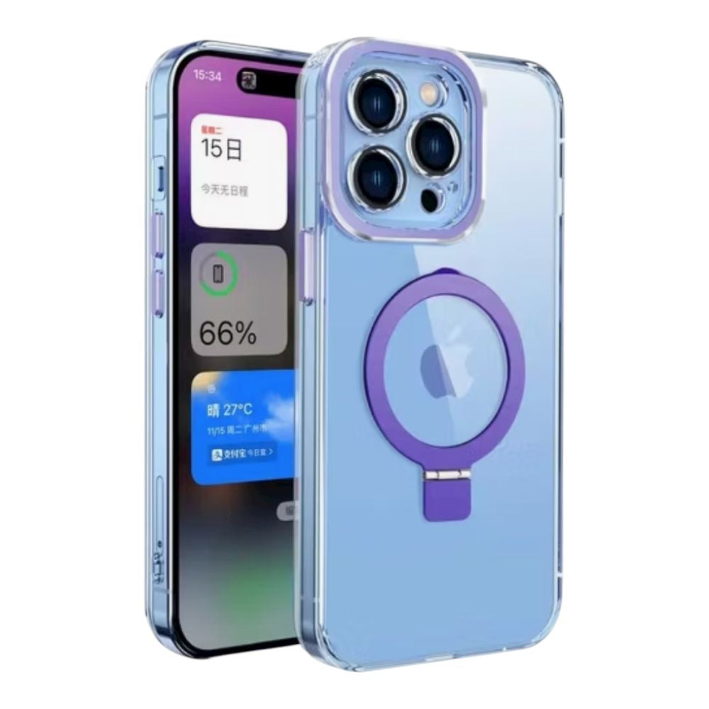 Estuche - Transparente con Soporte Magnético Morado MagSafe para iPhone 16 Pro Max