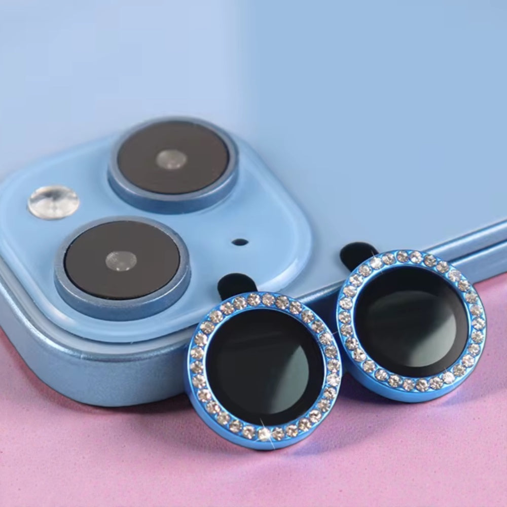 Protectores de cámara - Aros con diamantes celeste