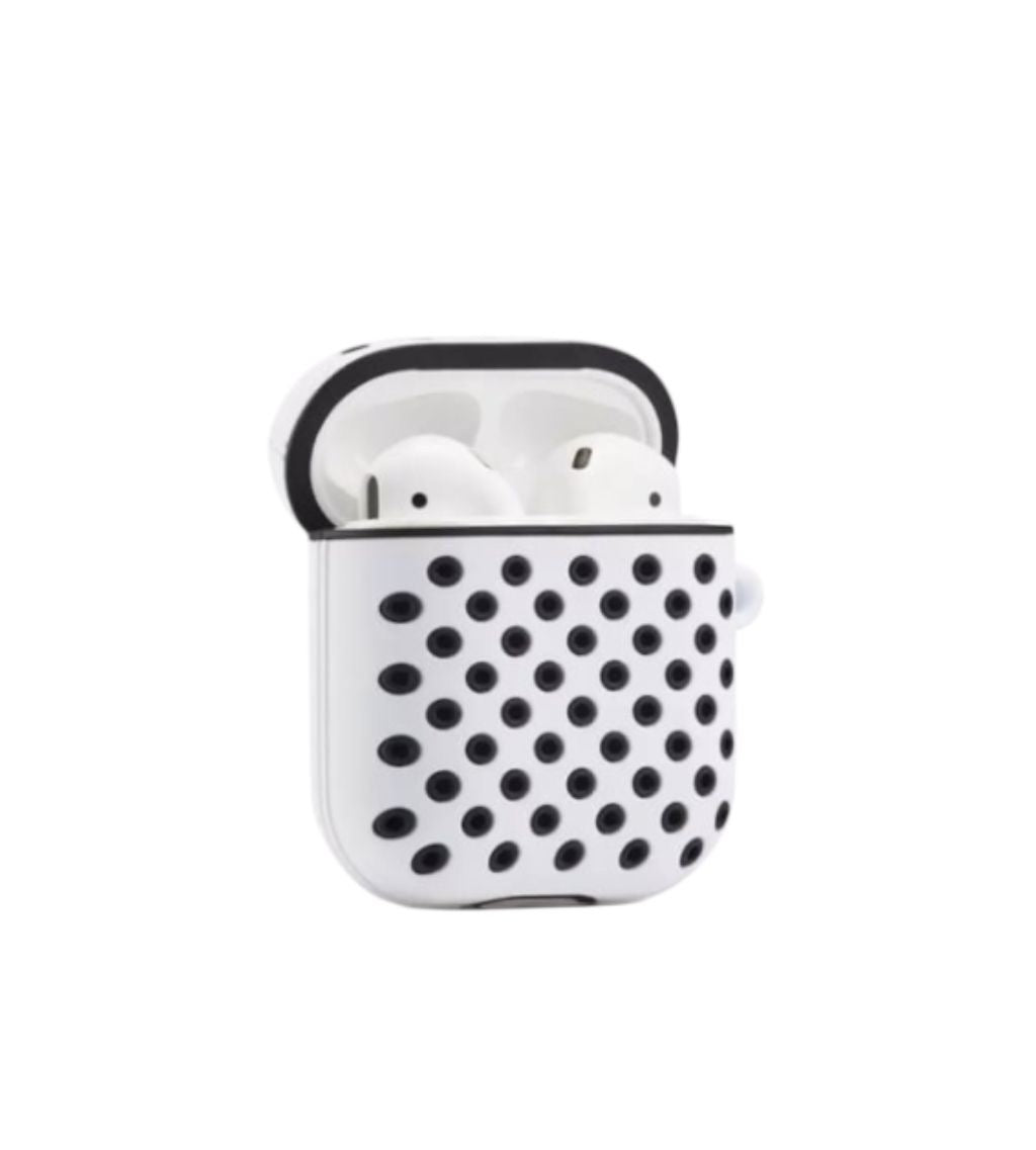 Estuche – Diseño Perforado Blanco con Puntos Negros para AirPods 1 y 2