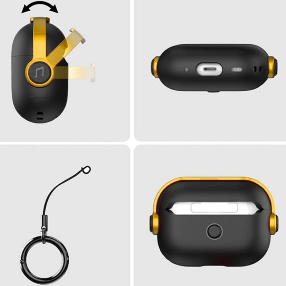Estuche – Dabuna con simulación audífonos antishock Negro/amarillo para AirPods Pro 1 y 2