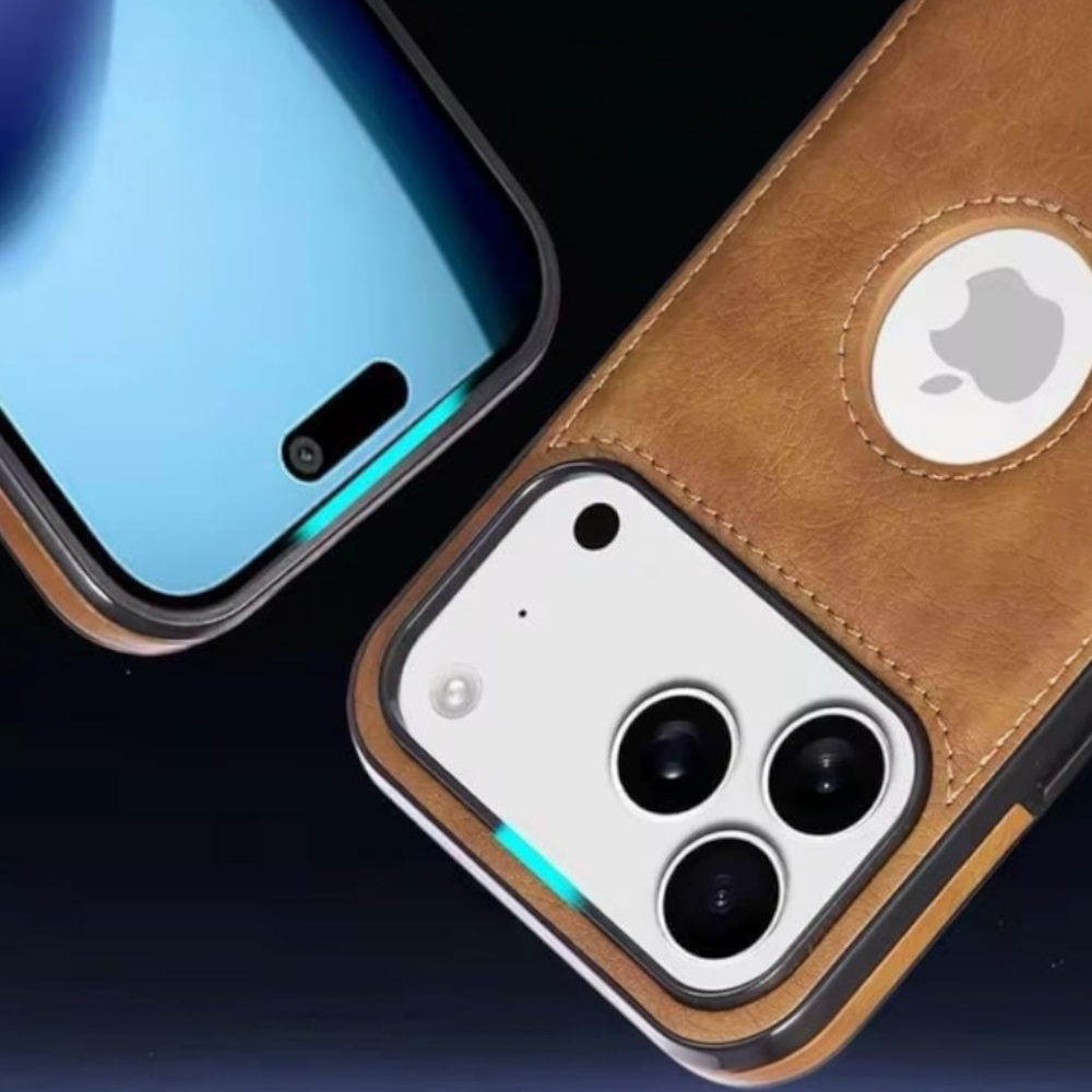 Estuche - Cuero con Ventana Café para iPhone 17 Pro