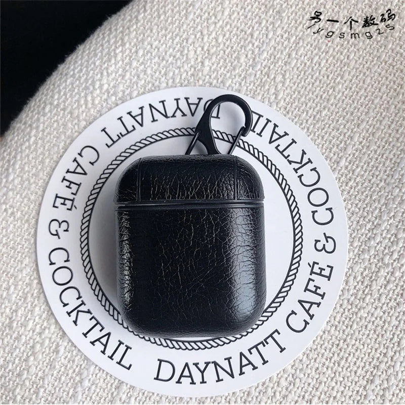 Estuche – Cuero Negro Elegante para AirPods 1 y 2