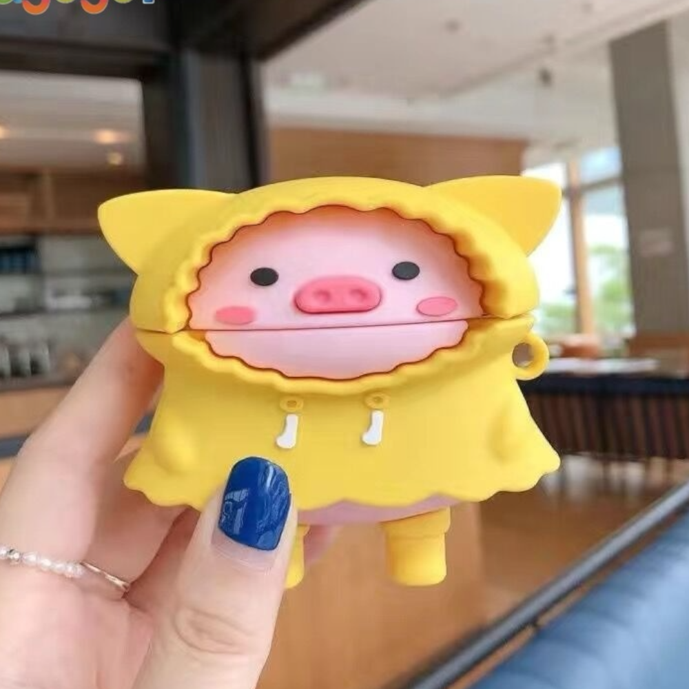 Estuche – Cerdito con Sudadera Amarilla para AirPods 4