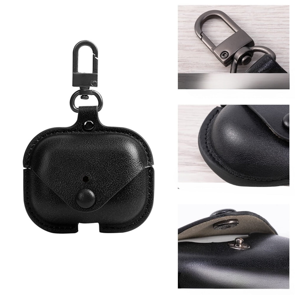 Estuche – Cuero negro duro para AirPods Pro 1 y 2
