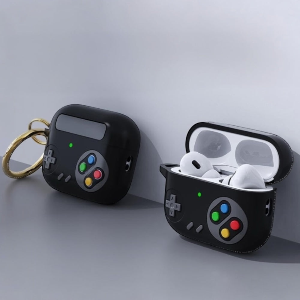 Estuche – Funda controlador de juegos retro negro para AirPods Pro 1 y 2
