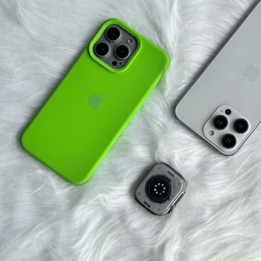 Estuche – Silicona Suave verde limón para iPhone 12 Pro Max