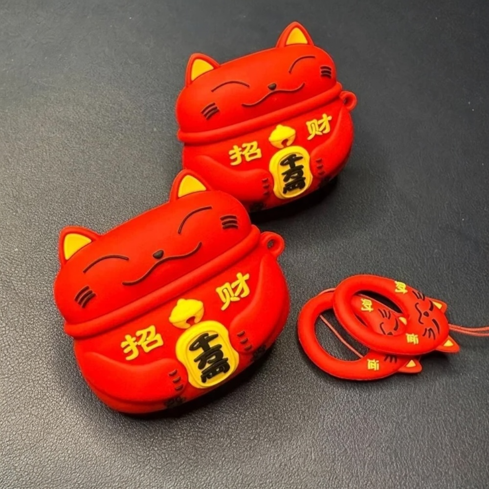 Estuche – Gato de la suerte rojo (Maneki-neko) para AirPods 3