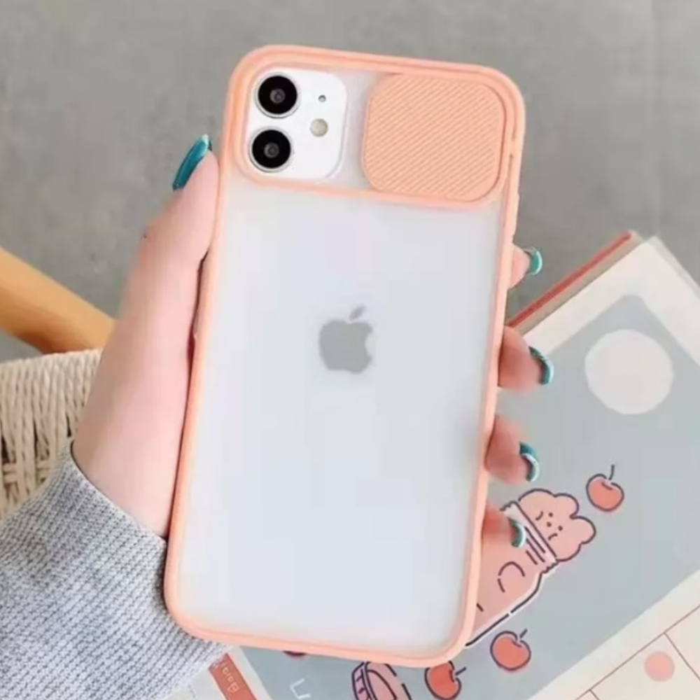 Estuche - Traslúcido rosado pálido con protector de cámaras movible para iphone 11 pro Max