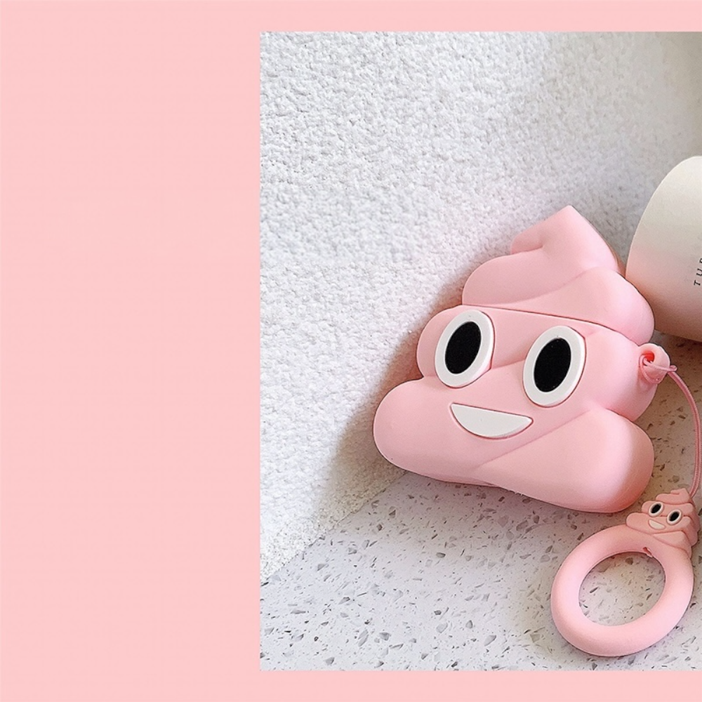 Estuche – emoji poop Rosado para AirPods 1 y 2