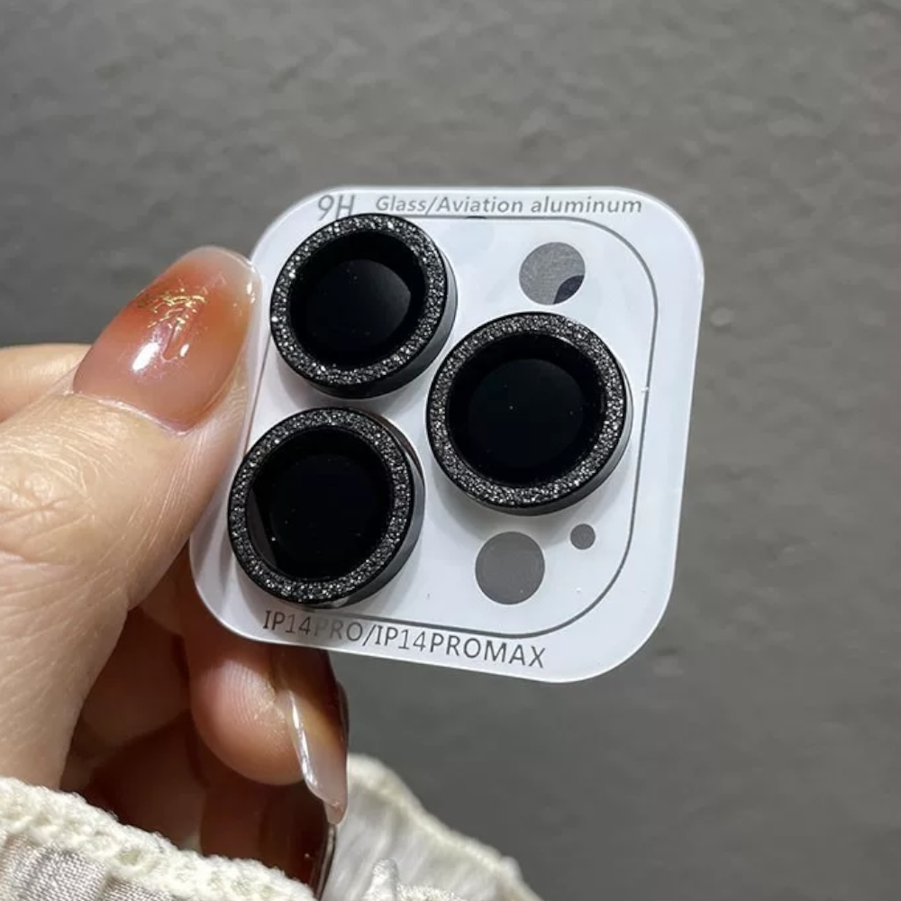 Protectores de cámara - Aros con brillantina negra