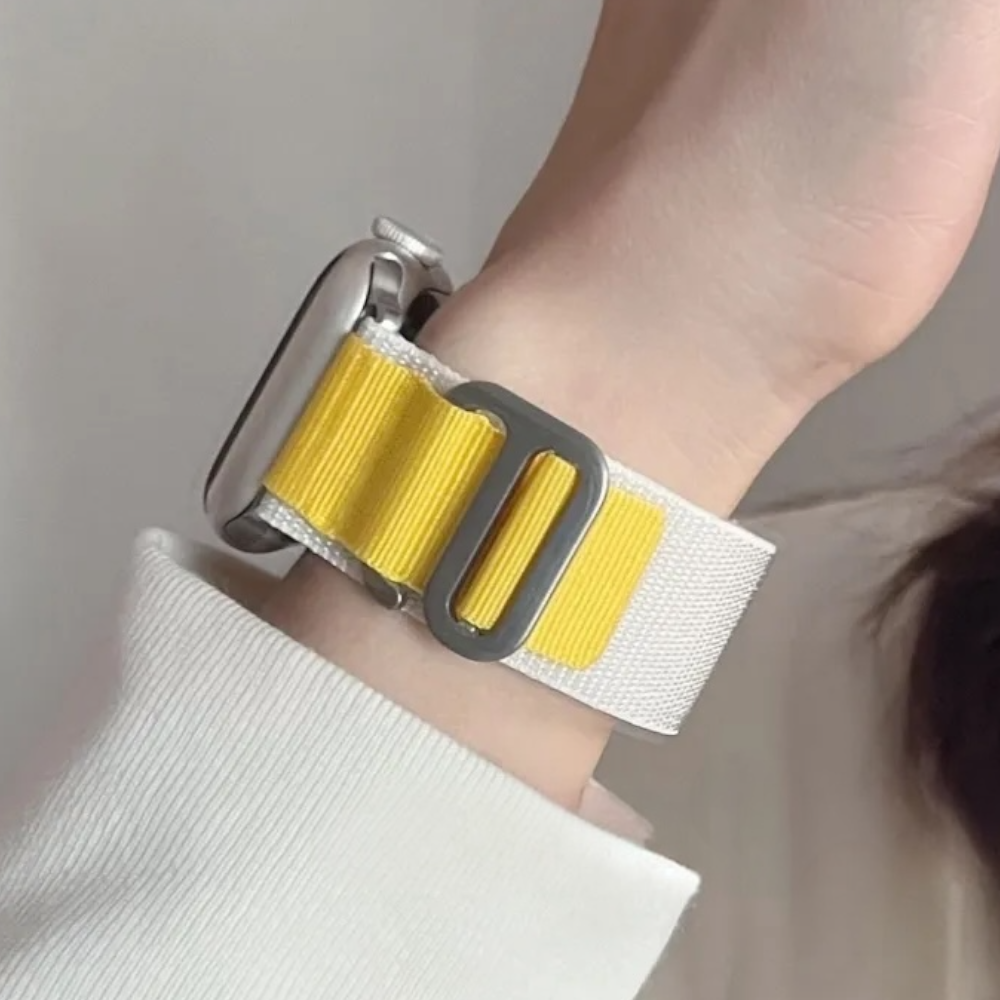 Pulsera - Alpine Loop blanco hueso con amarillo (starling) para Apple Watch