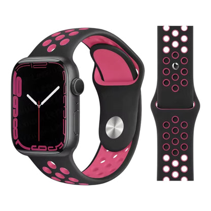 Pulsera - Deportiva Nike negro con agujeros rosados para Apple Watch