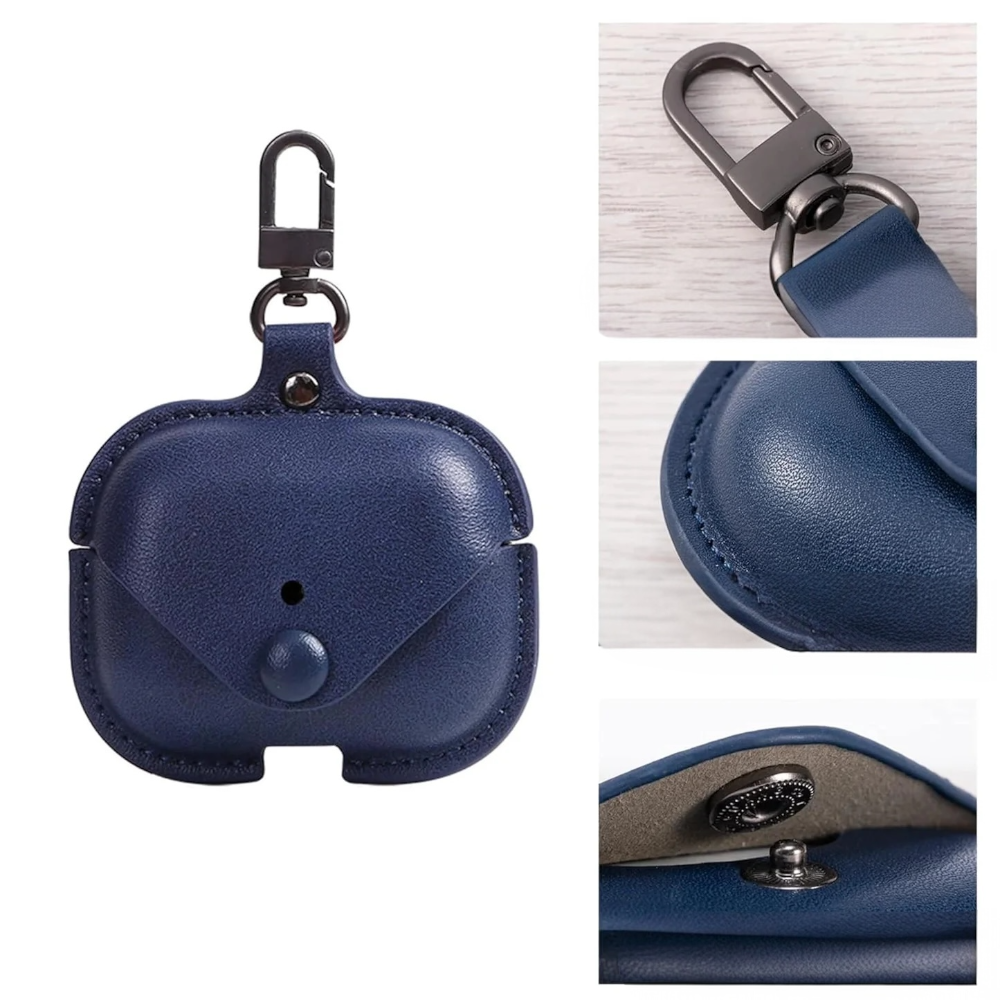 Estuche – Cuero azul para AirPods Pro 1 y 2
