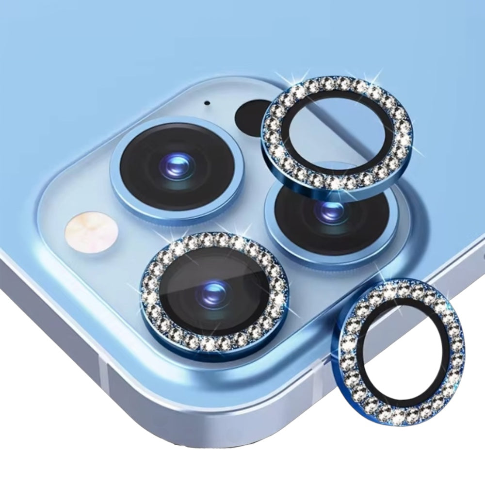 Protectores de cámara - Aros con diamantes  celeste