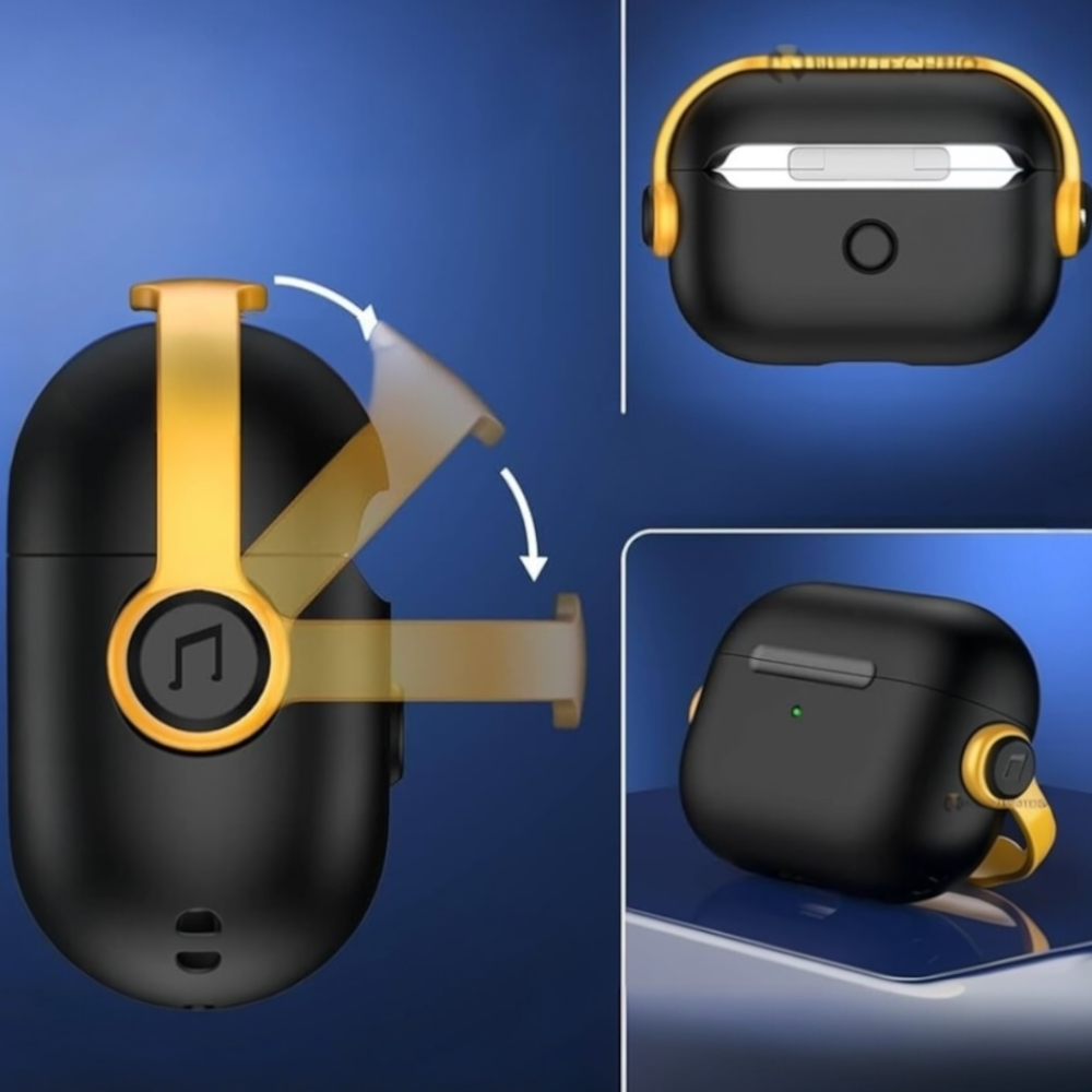 Estuche – Dabuna con simulación audífonos antishock Negro/amarillo para AirPods Pro 1 y 2
