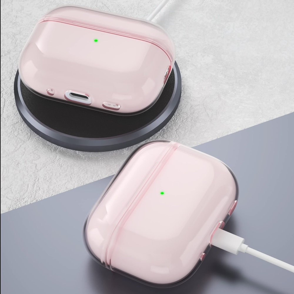 Estuche – Silicon transparente Rosado para AirPods Pro 1 y 2