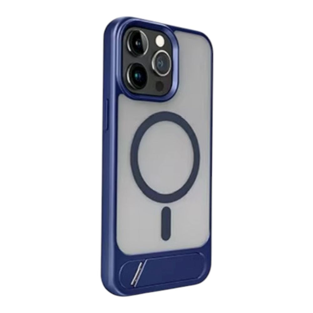 Estuche - Armor Magnético Azul con Soporte para iPhone 16 Pro Max