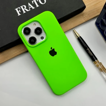 Estuche – Silicona Suave verde limón para iPhone 14 Pro