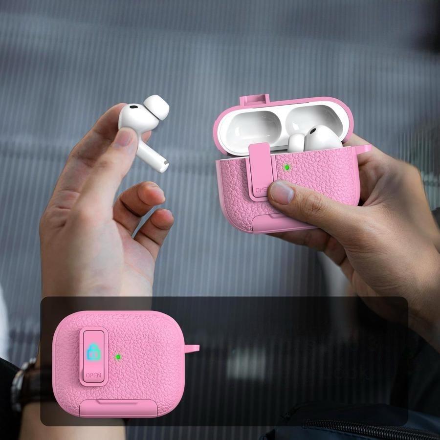 Estuche – Cuero Rosado Nexvora duro para AirPods Pro 1 y 2