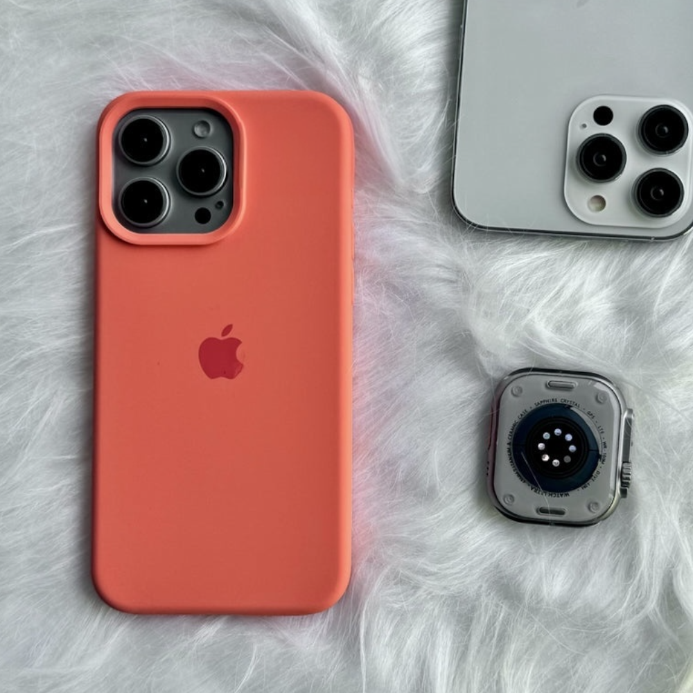 Estuche – Silicona Suave Naranja ligth para iPhone 12 normal