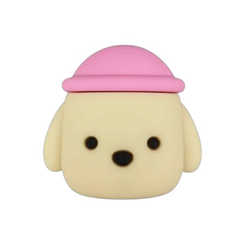 Estuche - Perro de felpa con gorro rosado para AirPods 1 y 2