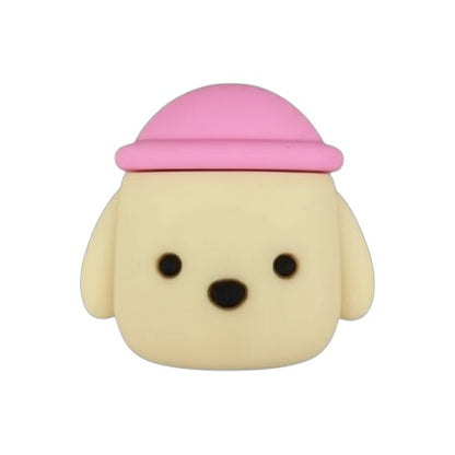 Estuche - Perro de felpa con gorro rosado para AirPods 1 y 2