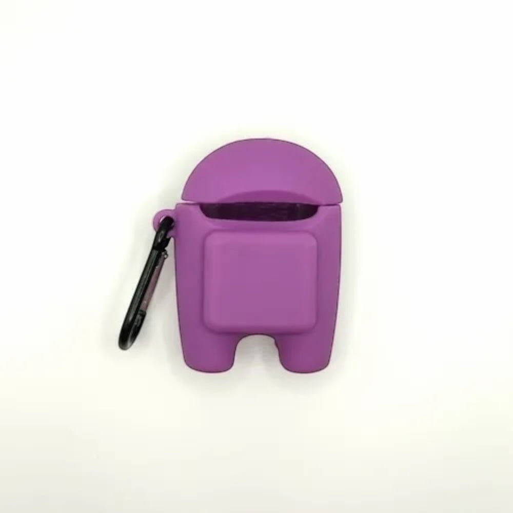 Estuche - Among Us Morado para AirPods 1 y 2 (Con Clip Metálico)