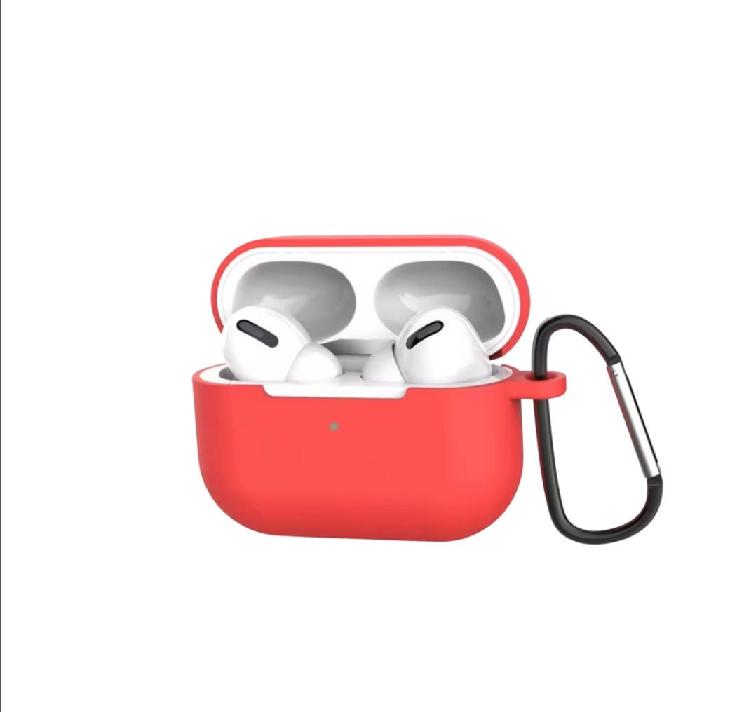 Estuche – Silicona Rojo Coral con Gancho para AirPods 1 y 2