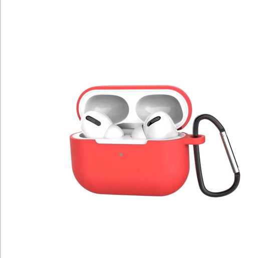 Estuche – Silicona Rojo Coral con Gancho para AirPods 1 y 2