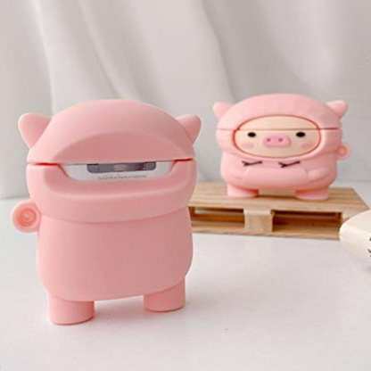 Estuche – Cerdito con Sudadera Rosada para AirPods 1 y 2