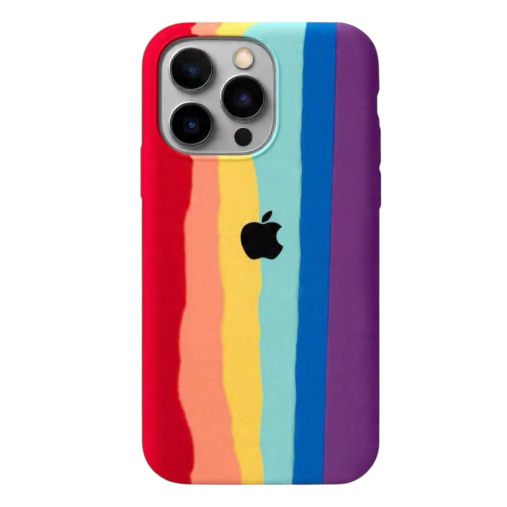 Estuche – Silicona Suave Arcoíris para iPhone 14 Pro