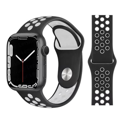 Pulsera - Deportiva de negro con agujeros blancos para Apple Watch