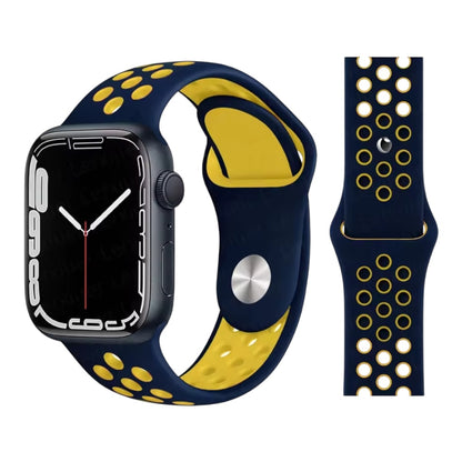 Pulsera - Deportiva azul marino con agujeros amarillos para Apple Watch