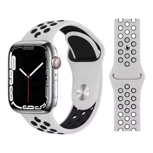 Pulsera - Deportiva de Blanco negro con agujeros negros para Apple Watch