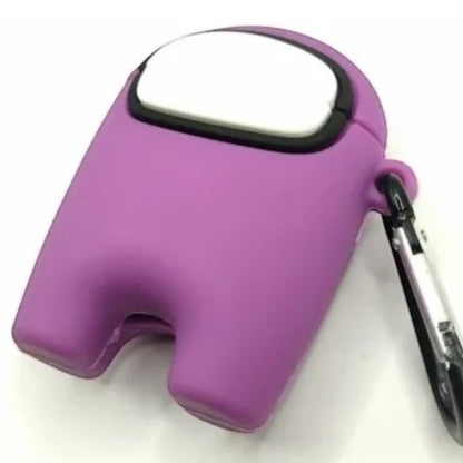Estuche - Among Us Morado para AirPods 1 y 2 (Con Clip Metálico)