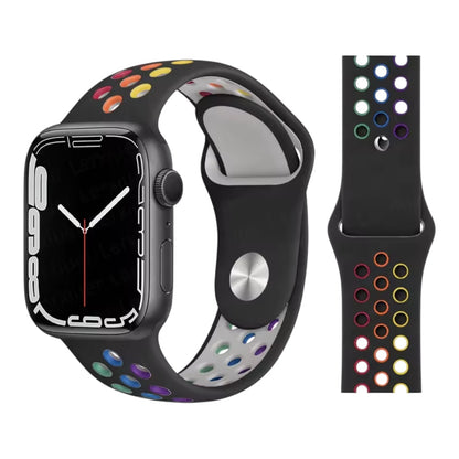 Pulsera - Deportiva negro  con agujeros de colores para Apple Watch