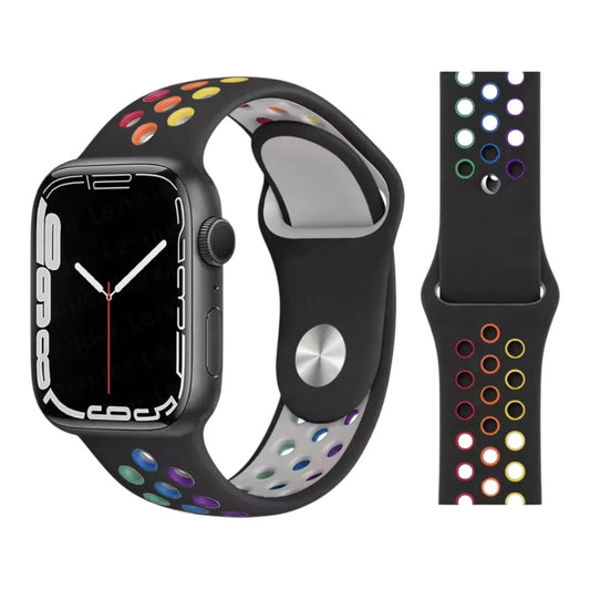 Pulsera - Deportiva negro  con agujeros de colores para Apple Watch