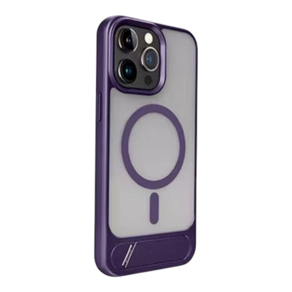 Estuche - Magnético Antigolpes con Soporte Morado para iPhone 16 Pro Max
