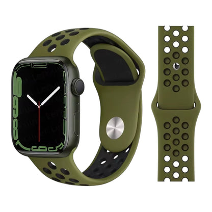 Pulsera - Deportiva Nike  verde olivo con agujeros negros para Apple Watch