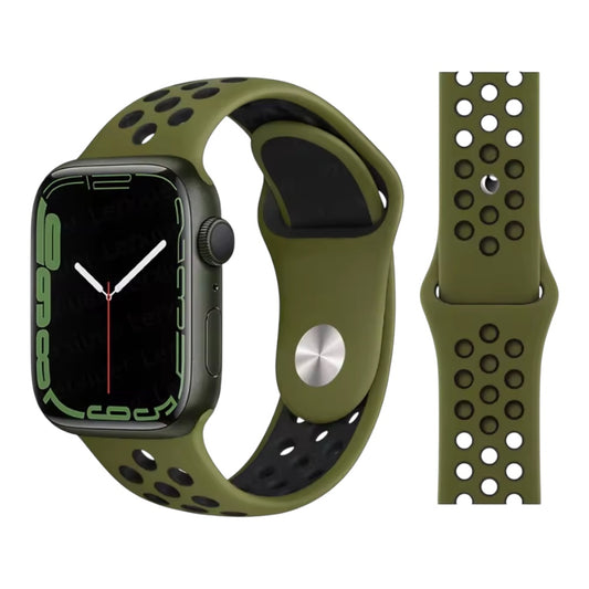 Pulsera - Deportiva Nike  verde olivo con agujeros negros para Apple Watch