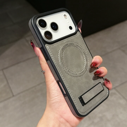 Estuche - Cuero Elegance con Soporte Gris para iPhone 17 air