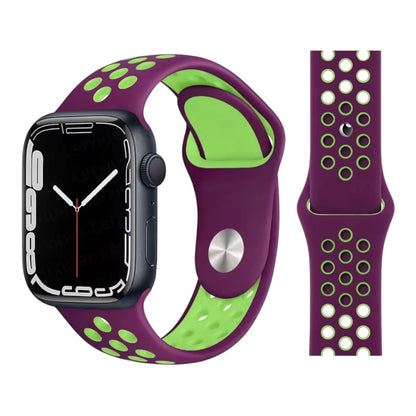 Pulsera - Deportiva Nike Violeta con agujeros verdes  para Apple Watch