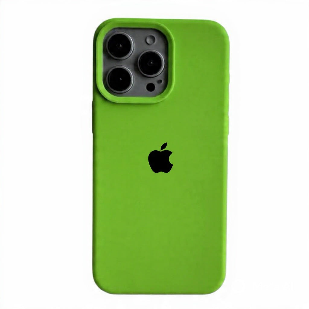 Estuche – Silicona Suave verde limón para iPhone 14 Pro