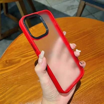 Estuche - Ahumado con orilla rojo para iPhone 12 normal