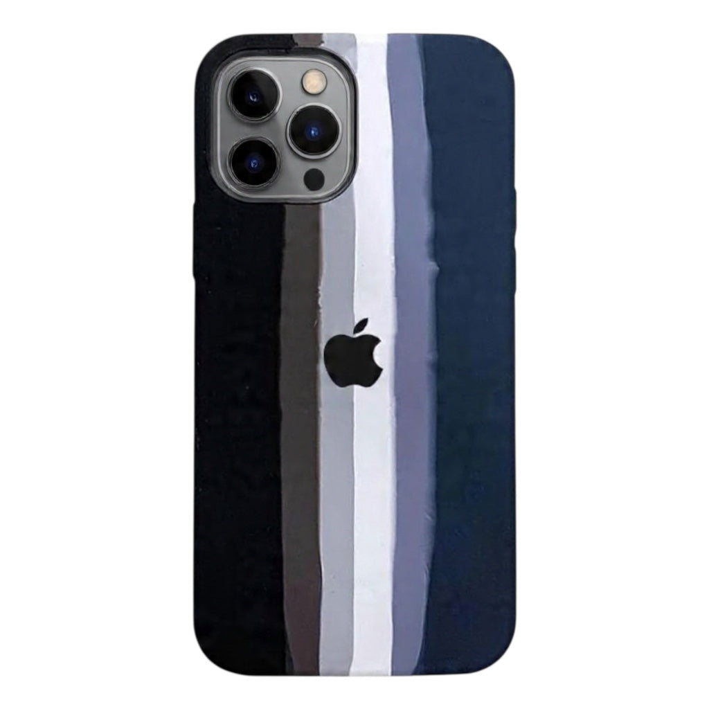 Estuche – Silicona Suave Negro Arcoíris para iPhone 14 Pro