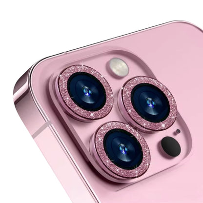 Protectores de cámara - Aros con brillantina rosado