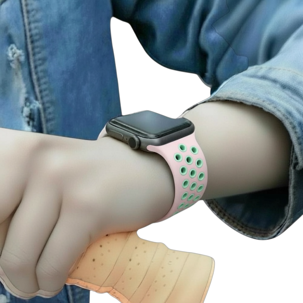 Pulsera - Deportiva gris con agujeros verdes para Apple Watch