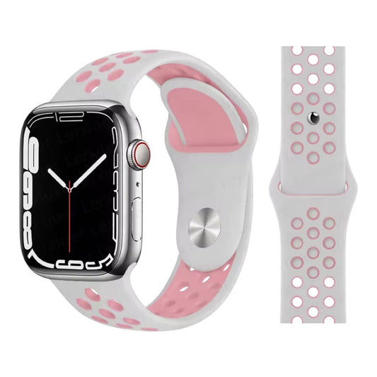 Pulsera - Deportiva Nike  blanca con agujeros rosados para Apple Watch